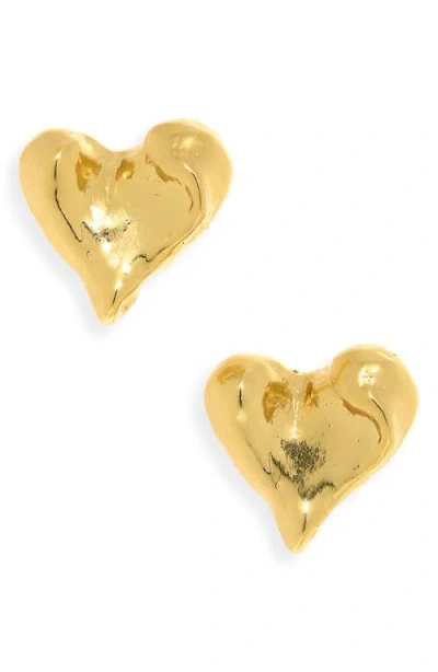 Karine Sultan Molten Heart Stud Earrings In Gold