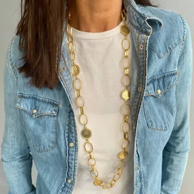 Karine Sultan Oval Link & Coin Necklace In Gold
