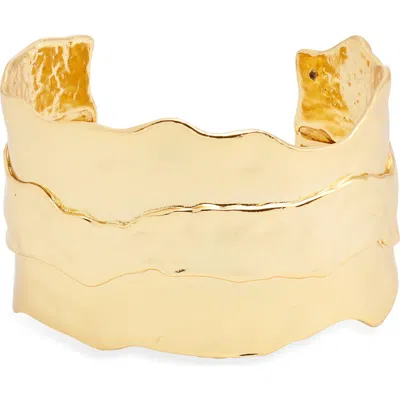 Karine Sultan Parchment Textured Cuff Bracelet In Gold