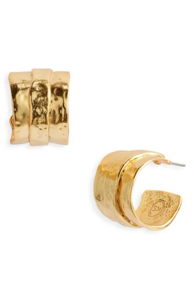 Karine Sultan Parchment Textured Hoop Earrings In Gold