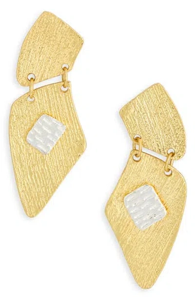 Karine Sultan Patchwork Drop Earrings In Gold