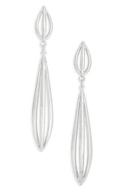 Karine Sultan Polished Elongated Oval Drop Earrings In Metallic