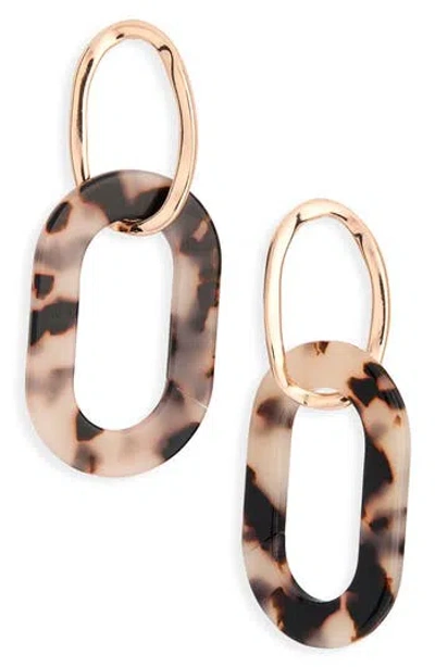 Karine Sultan Polished Oval Resin Drop Earrings In Brown
