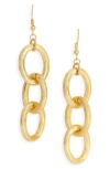 Karine Sultan Ridged Link Drop Earrings In Gold