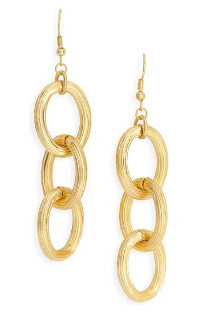 Karine Sultan Ridged Link Drop Earrings In Gold