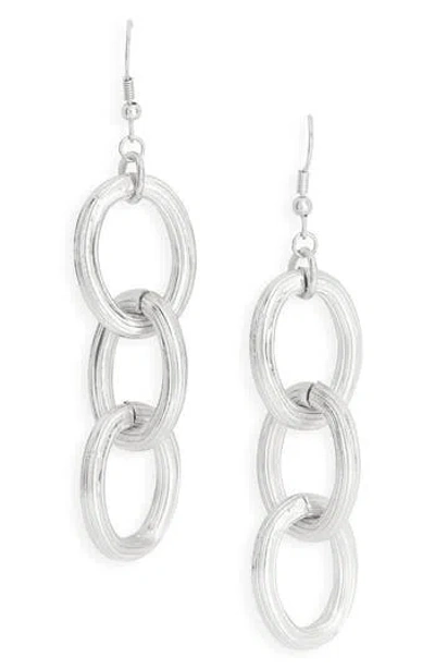 Karine Sultan Ridged Link Drop Earrings In Silver
