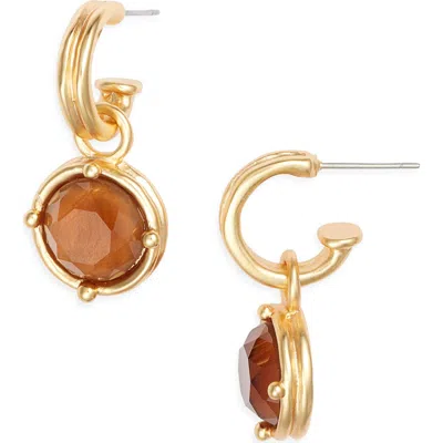 Karine Sultan Round Drop Huggie Hoop Earrings In Brown