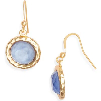 Karine Sultan Round Glass Drop Earrings In Blue