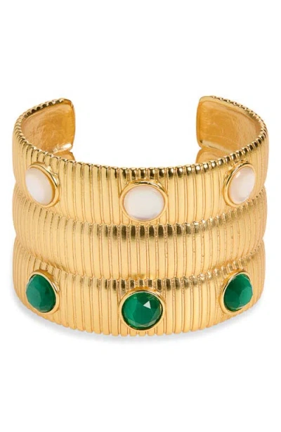 Karine Sultan Serpentine Inlay Cuff In Gold