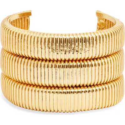 Karine Sultan Snakechain Textured Cuff Bracelet In Gold