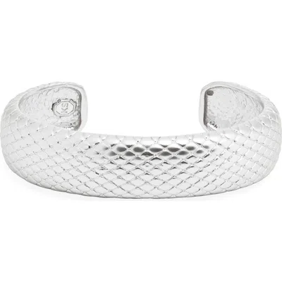 Karine Sultan Snakeskin Textured Cuff Bracelet In Silver
