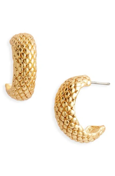 Karine Sultan Snakeskin Textured Hoop Earrings In Gold