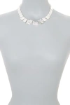 Karine Sultan Sterling Silver Plated Shiny Textured Square Necklace