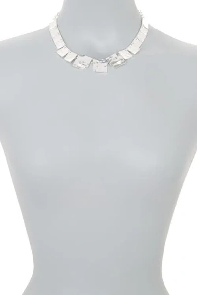 Karine Sultan Sterling Silver Plated Shiny Textured Square Necklace