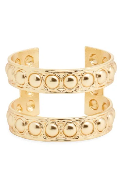 Karine Sultan Studded Two-row Cuff Bracelet In Gold