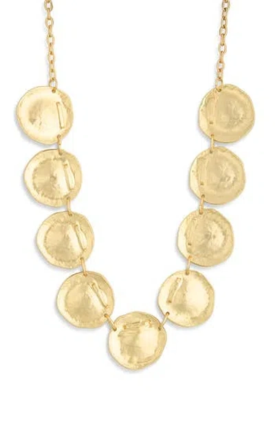 Karine Sultan Textured Disc Frontal Necklace In Gold