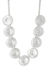 Karine Sultan Textured Disc Frontal Necklace In Metallic