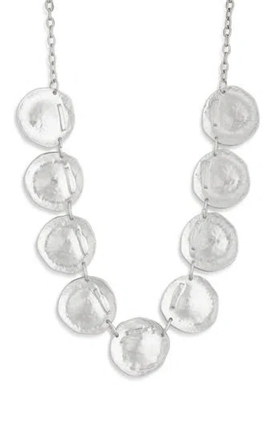 Karine Sultan Textured Disc Frontal Necklace In Metallic