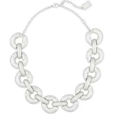 Karine Sultan Textured Link Collar Necklace In Silver