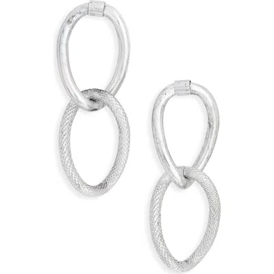 Karine Sultan Textured Link Drop Earrings In Silver