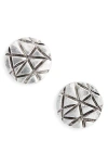 Karine Sultan Textured Medallion Stud Earrings In Silver
