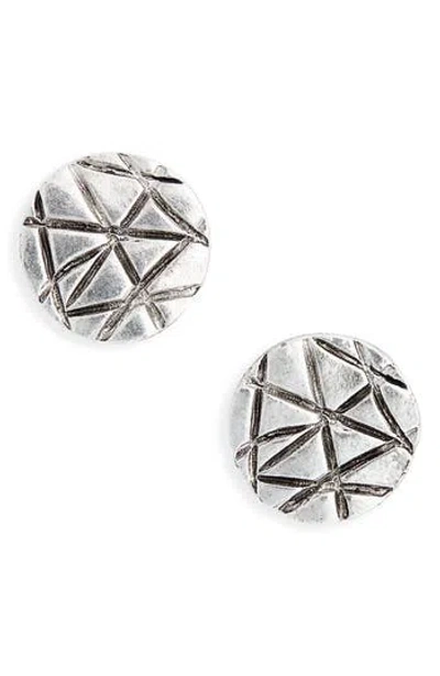 Karine Sultan Textured Medallion Stud Earrings In Silver