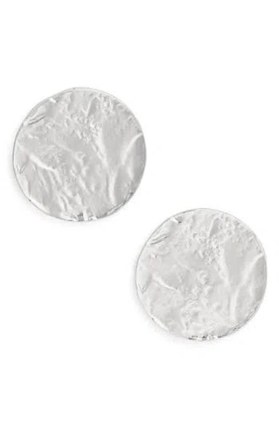 Karine Sultan Textured Medallion Stud Earrings In Silver