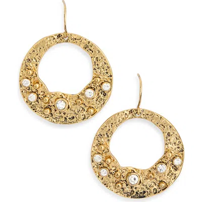 Karine Sultan Textured Open Ring Drop Earrings In Gold