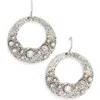 Karine Sultan Textured Open Ring Drop Earrings In Silver