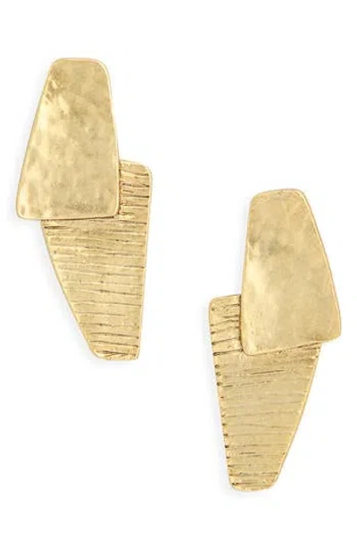 Karine Sultan Textured Overlap Drop Earrings In Gold