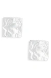 Karine Sultan Textured Square Stud Earrings In Metallic