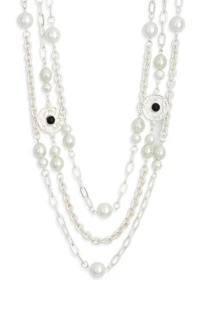 Karine Sultan Triple Row Chain Necklace In Silver