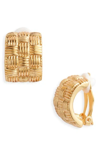 Karine Sultan Tufted Huggie Hoop Earrings In Gold