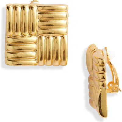 Karine Sultan Tufted Square Earrings In Gold
