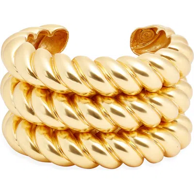 Karine Sultan Twisted Rope Statement Cuff Bracelet In Gold
