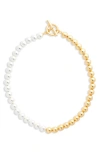 KARINE SULTAN TWO-TONE BEADED CHAIN NECKLACE