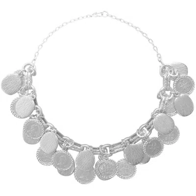 Karine Sultan Women's Coin Necklace In Matte Silver In Metallic