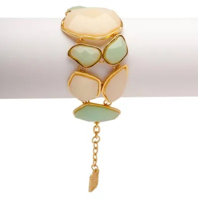 Karine Sultan Women's Statement Bracelet In Green / Cream In Gold
