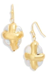 KARINE SULTAN WRAPPED PEARL DROP EARRINGS