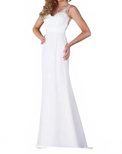 Karishma Creations A Line Lace Chiffon Gown In Ivory In White