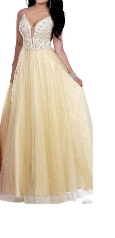 Karishma Creations Beautifully Glittered Tulle Gown In Light Yellow