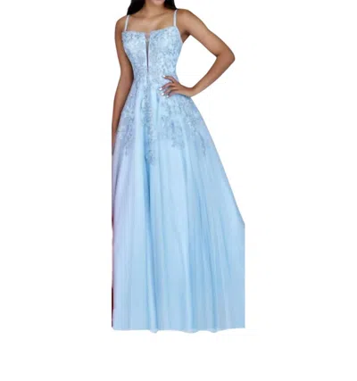 Karishma Creations Beautifully Sequined A-line Ball Gown In Sky Blue