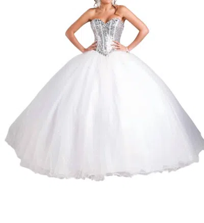 Karishma Creations Camilla Q Prom Dress In White/silver