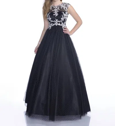 Karishma Creations Crewneck Sleeveless Maxi Dress In Black/white In Blue