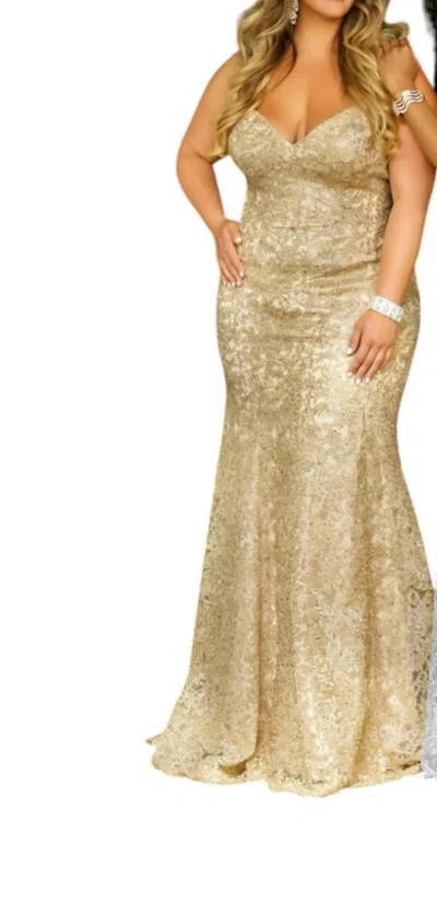 Karishma Creations Dreamy Sleeveless Mermaid Gown In Gold