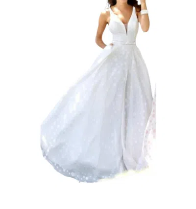 Karishma Creations Elegant Printed Sleeveless Gown In Ivory In White