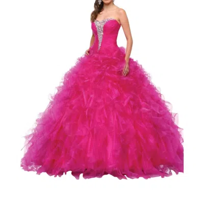Karishma Creations Elegant Sequined Sweetheart Ball Gown In Magenta In Pink