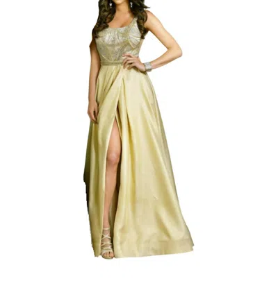 Karishma Creations Elegant Shimmery Sleeveless Evening Dress In Gold In Green