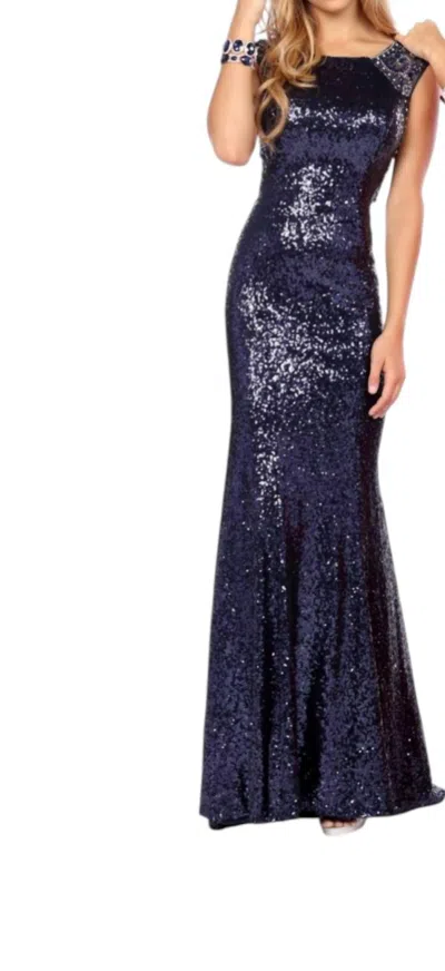 Karishma Creations Envious Couture Prom Dress In Navy In Blue