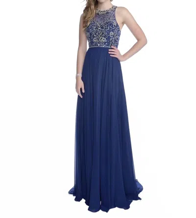 Karishma Creations Envious Couture Sleeveless Prom Dress In Navy In Blue